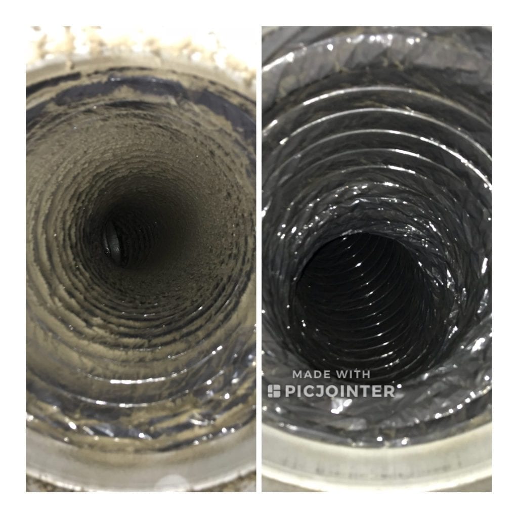 air duct before and after cleaning
